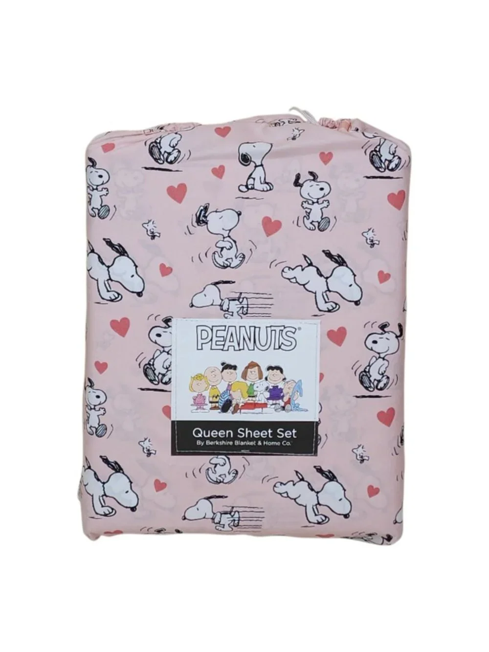 Peanuts Snoopy Queen Sheet Set By Berkshire Pink With Hearts Valentines Day
